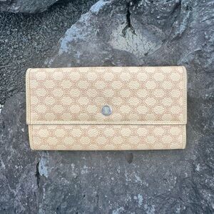 Celine Macadam Triomphe Long Wallet Beige PVC & Leather Snap Flap Wallet